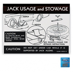 Late 1967-69 Jack Usage and Storage Decal After 1-1-67