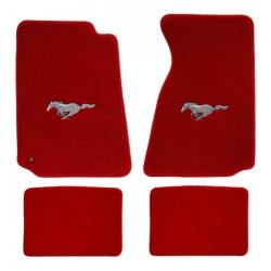 94-98 Floor mats, Red w/Silver Pony Emblem (Coupe)